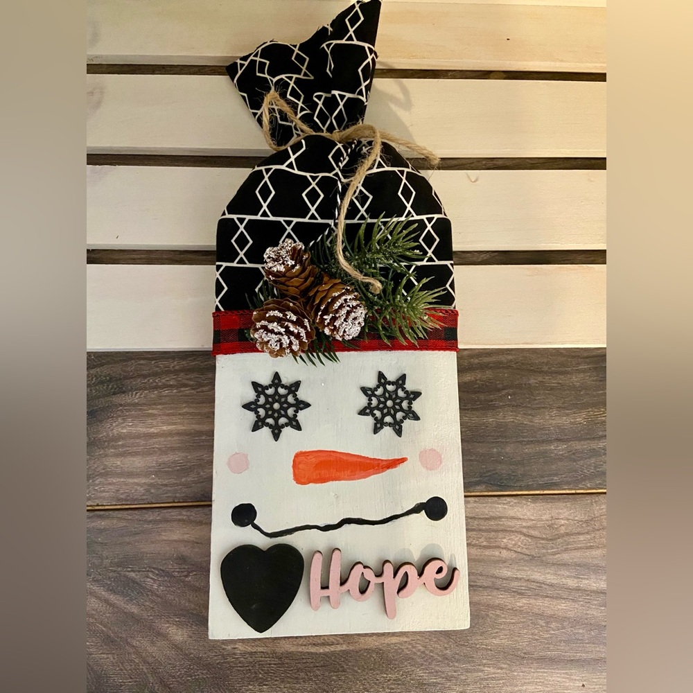 Studio M Snowman of Hope Shelf Sitter Decor with Black and White Accents